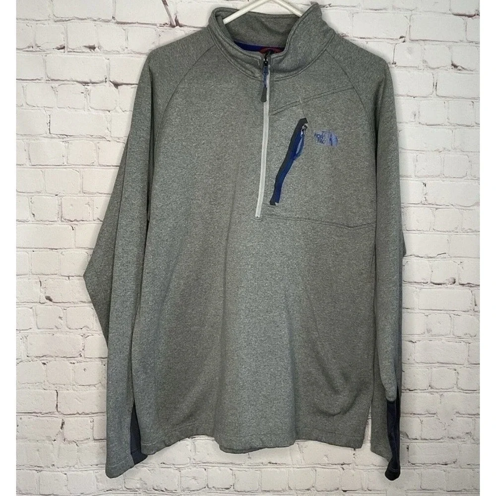 The North Face Men's‎ Gray Fleece Pullover 1/2 Zip Logo Pockets Size M